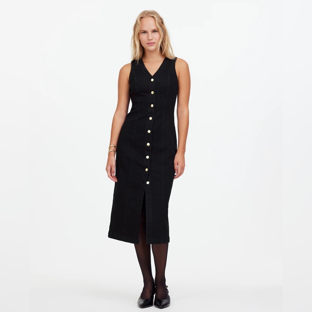 Madewell Denim V-Neck Midi Dress